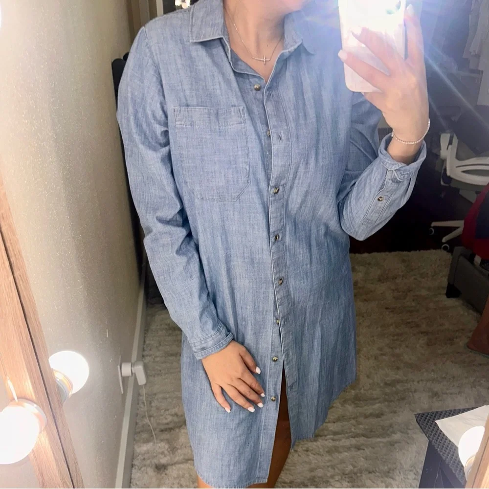 The North Face- Blue Denim Shirt Dress - Picture 5 of 7